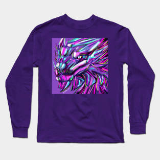 neon dragon ecopop art in magnificent colors in light Long Sleeve T-Shirt